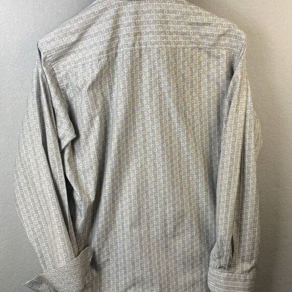 Bugatchi Uomo Dress Shirt Mens‎ 16 1/2 L Button Down 34/35 Shaped Fit Luxury - Picture 10 of 14